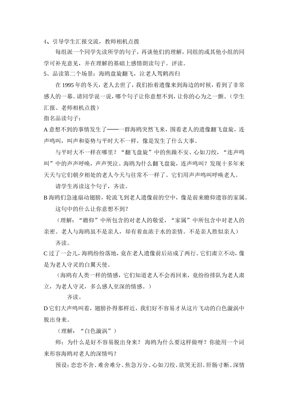《老人与海鸥》教学设计_第2页