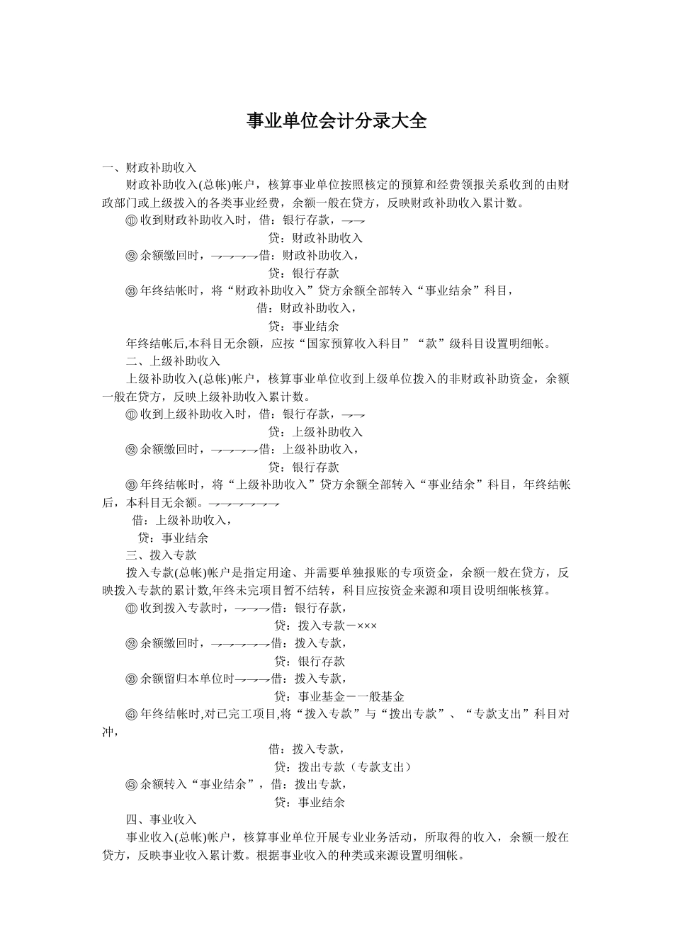 事业单位会计分录大全_第1页