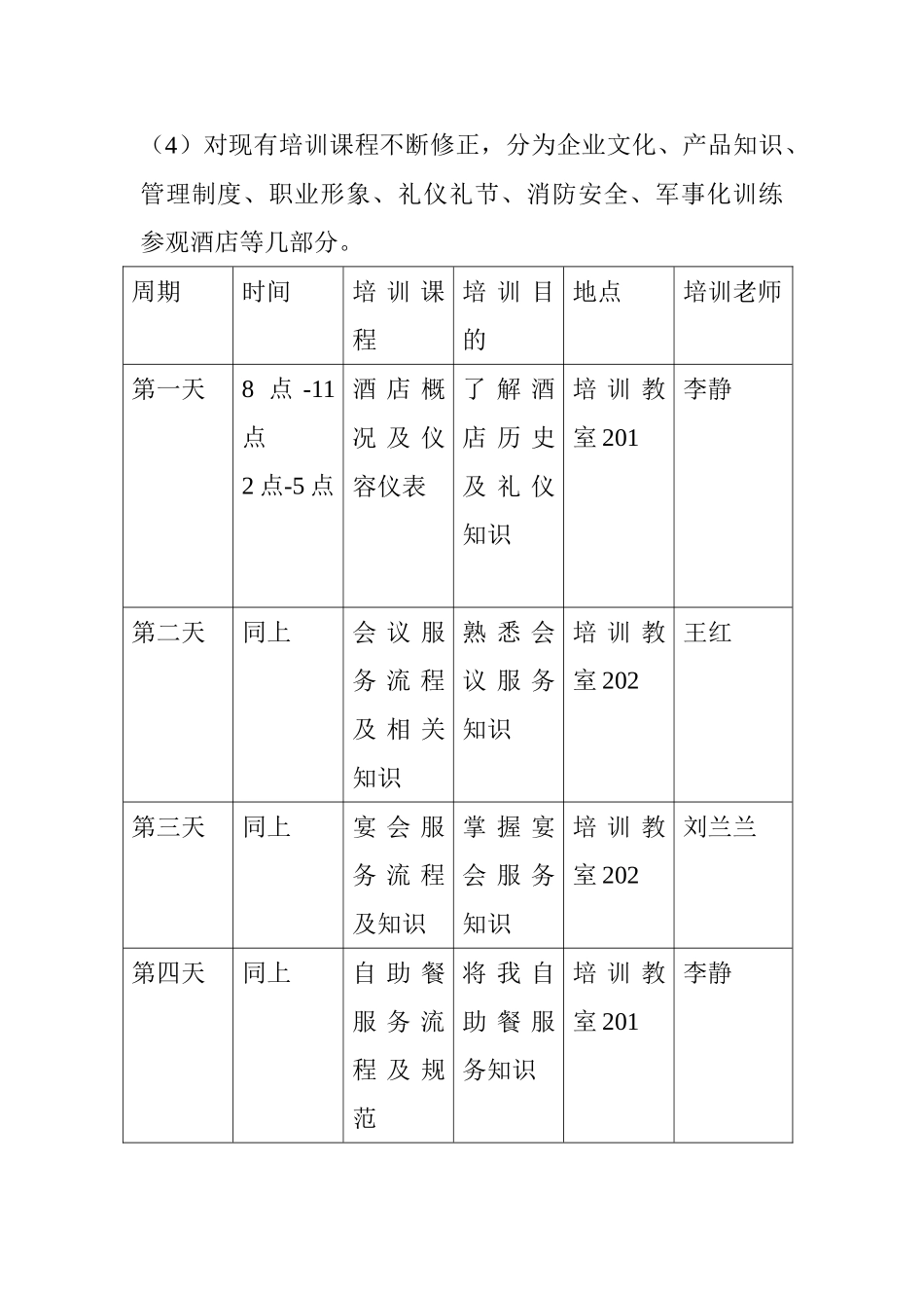 秦皇岛粤海酒店2011年宴会部训计划_第3页