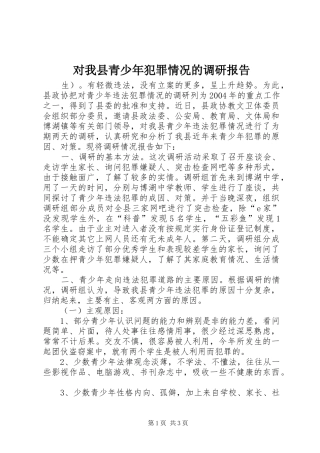 对我县青少年犯罪情况的调研报告 (14)
