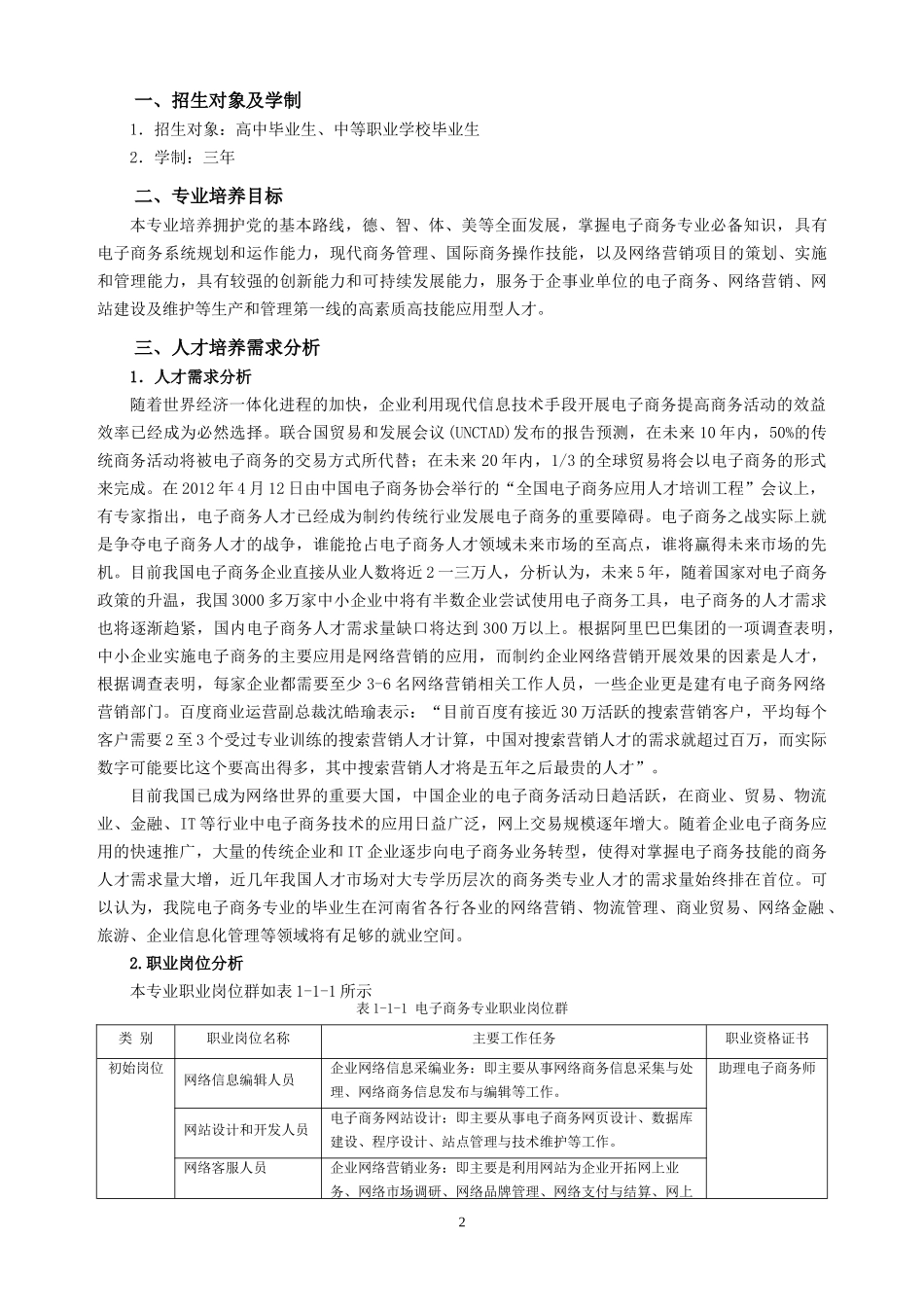 电子商务专业人才培养方案_第2页