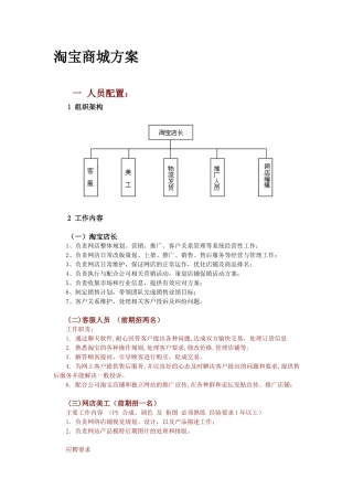 淘宝商城运营详细方案