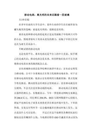 移动电商离光明的未来还隔着一层玻璃