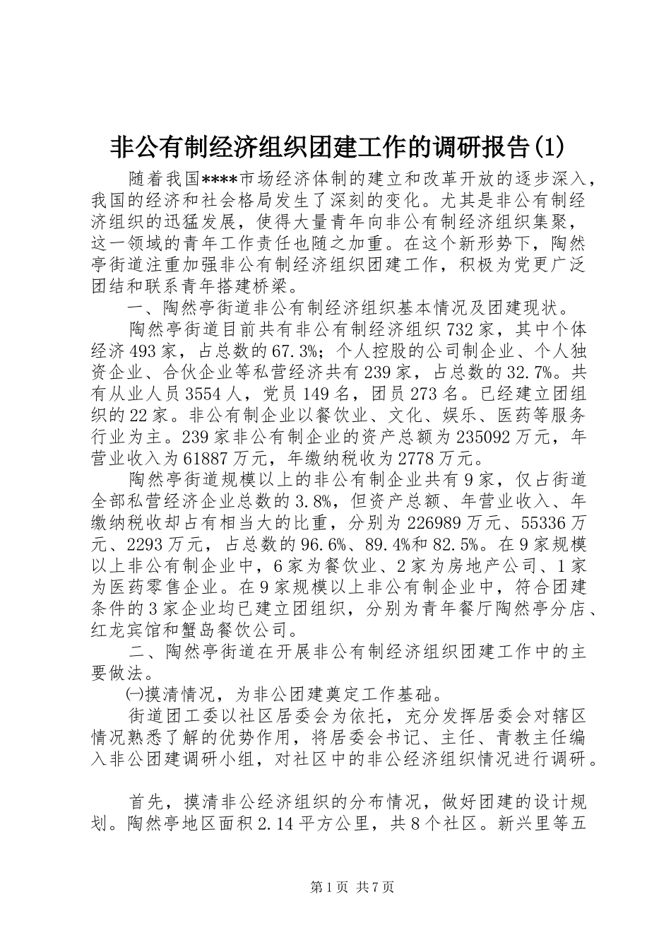 非公有制经济组织团建工作的调研报告(1)_第1页