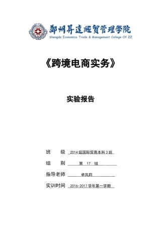 跨境电商实验报告