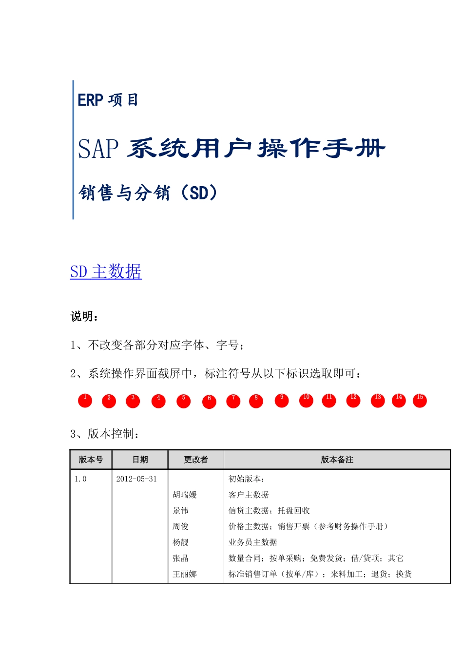 SAP系统用户操作手册_SD_V5(一)SD主数据_第1页