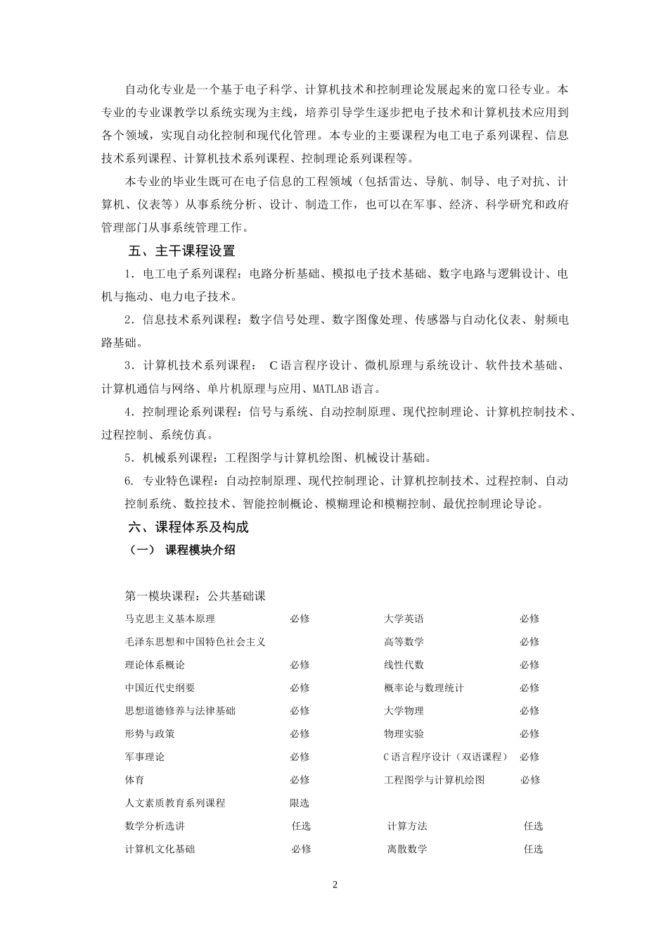3自动化专业培养方案新方案091126终稿_第2页