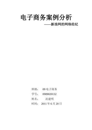 电子商务案例分析之新浪网的网络经纪