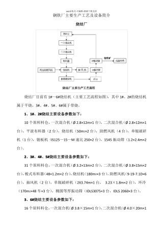 某钢铁厂主要生产流程及设备简介