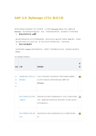 SAP业务ByDesign1711集成方案
