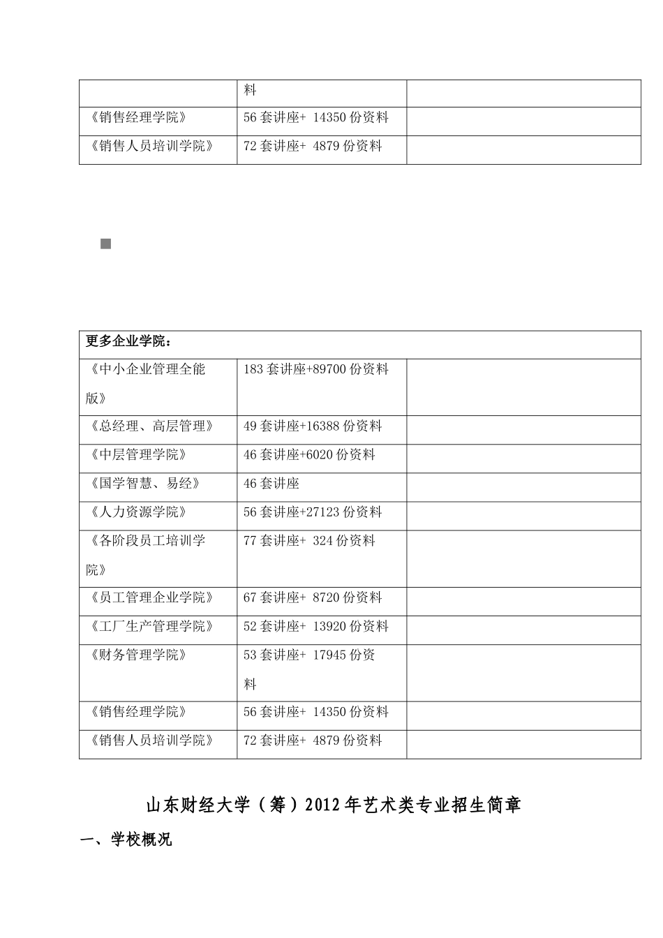 山东财经大学年度艺术类专业招生简章_第2页