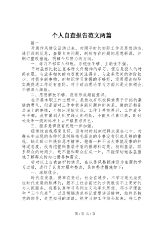 个人自查报告范文两篇