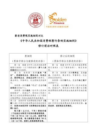 新老消费税实施细则对比