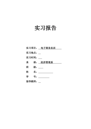 电子商务实训报告