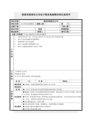 互联网行业-电子商务高级顾问岗位职责说明书