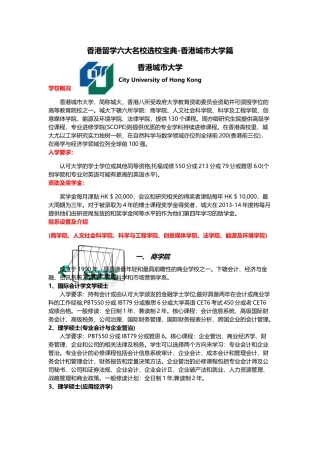 香港留学六大名校选校宝典-香港城市大学篇