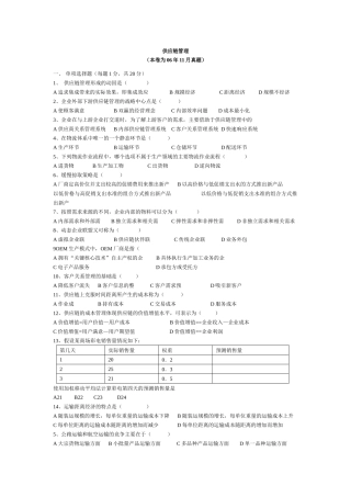 供应链管理考试试题