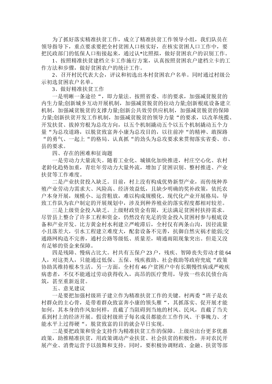 精准扶贫个人工作总结报告模板范文_第3页