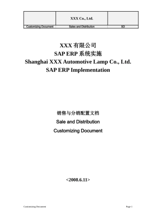 SAP项目系统配置文档SD