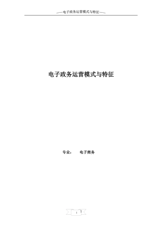 电子政务运营模式与特征