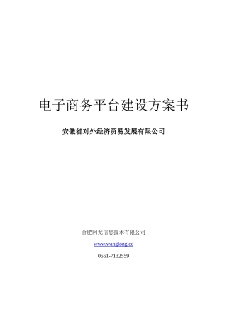 外贸公司电子商务平台解决方案doc-安徽省政府信息公开