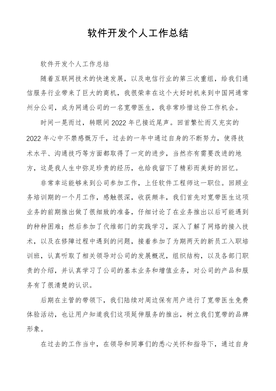 软件开发个人工作总结_第1页