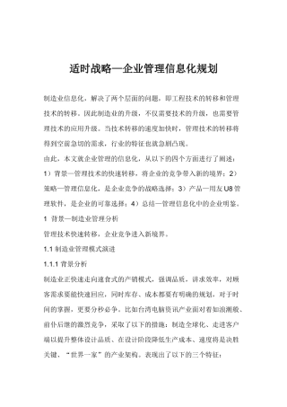 适时战略—企业管理信息化规划(1)