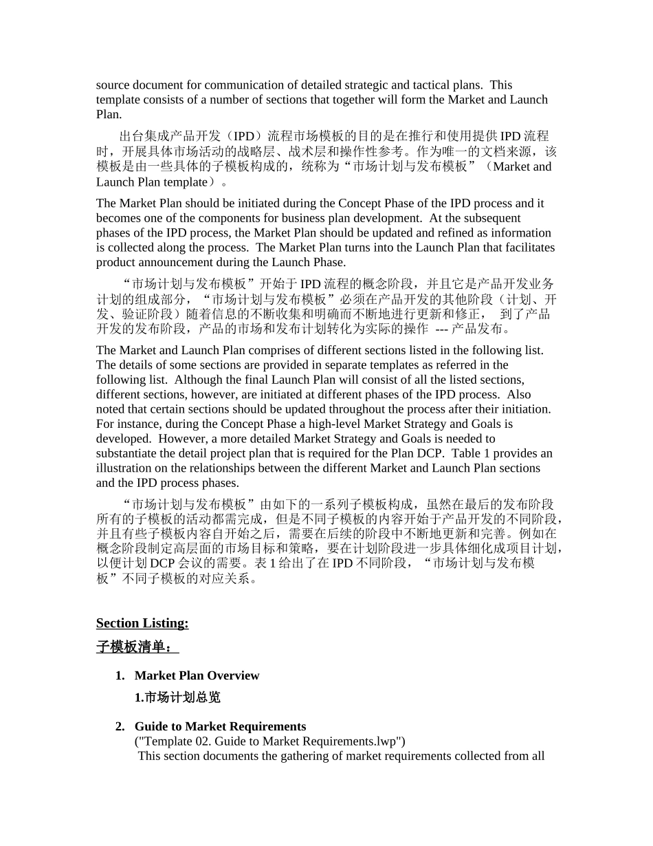 顾问原始提供模板-IPD17市场和发布主计划模板_第2页