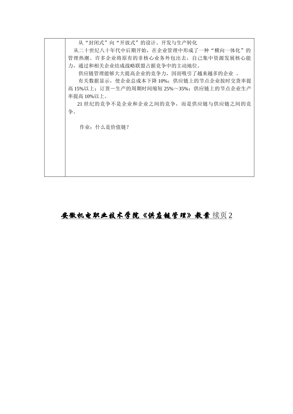 安徽机电职业技术学院《供应链管理》教案续页1_第3页