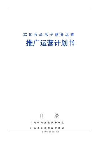 化妆品电子商务运营计划书(DOC30页)
