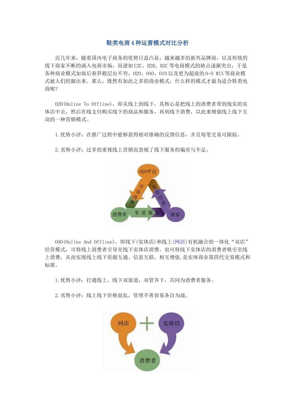 鞋类电商4种运营模式对比分析_第1页