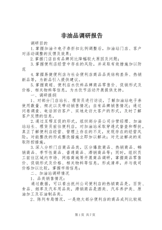非油品调研报告