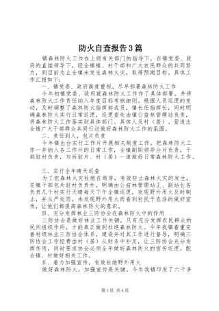 防火自查报告3篇
