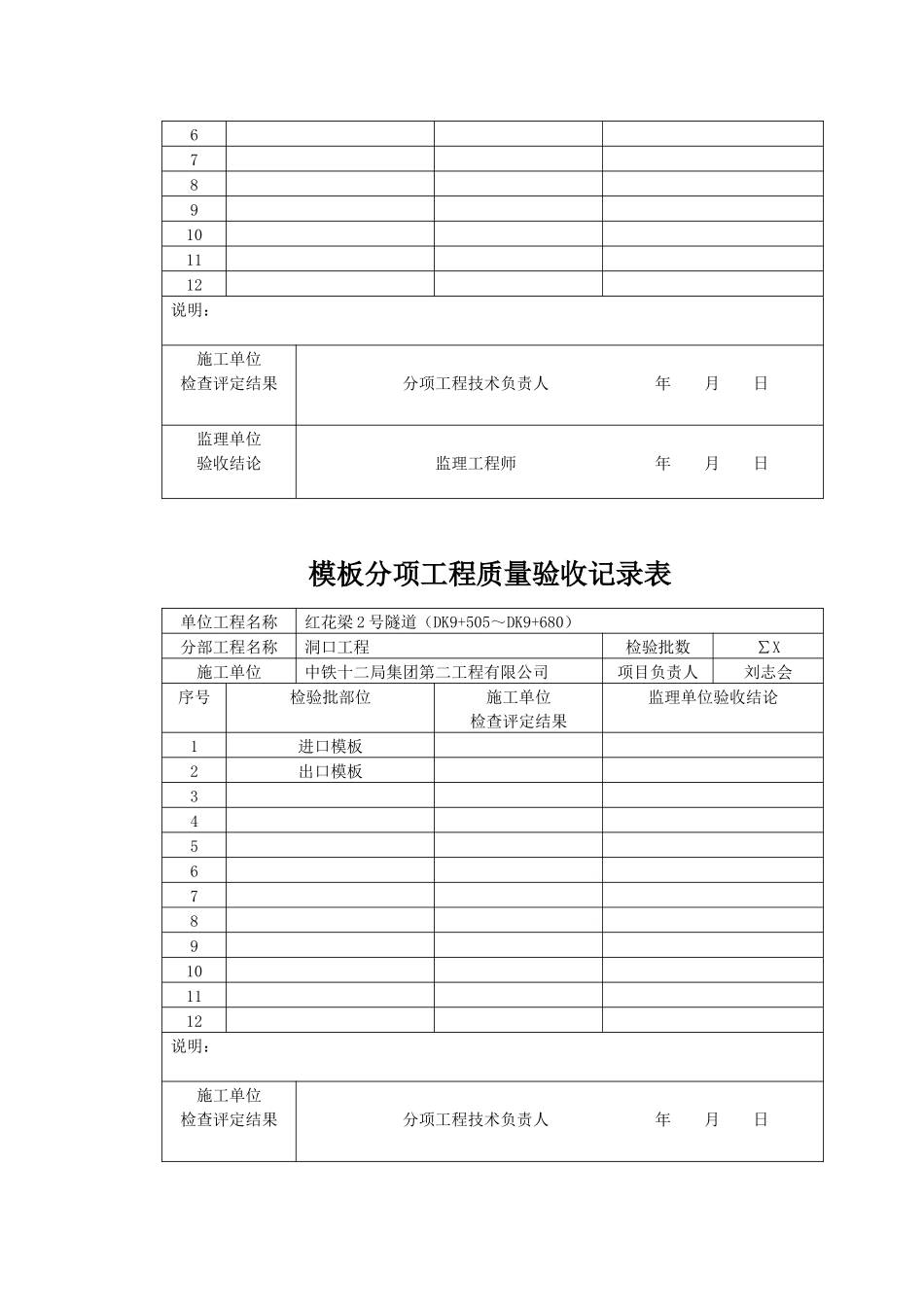 隧道分项工程质量验收记录表_第3页
