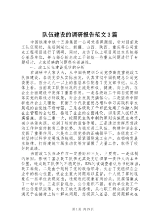 队伍建设的调研报告范文3篇