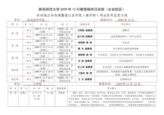 陕西师范大学2009年12月教授接待日安排(长安校区)