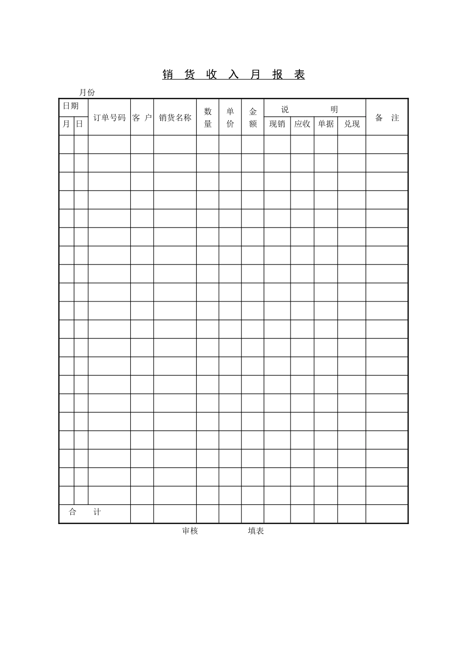 销货收入月报表_第1页