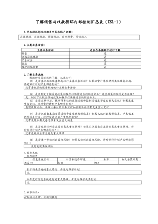 销售与收款风险评估、控制测试底稿