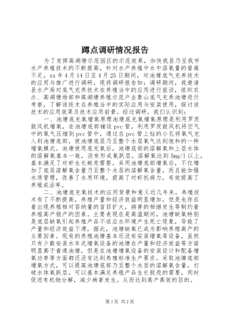 蹲点调研情况报告