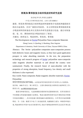 铁氧体聚苯胺复合纳米吸波材料研究进展