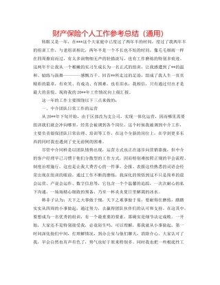 财产保险个人工作参考总结（通用）