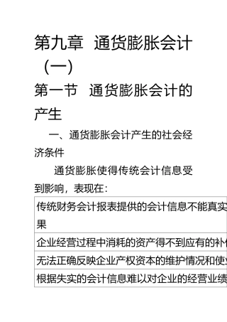 通货膨胀会计(一)——通货膨胀会计概述