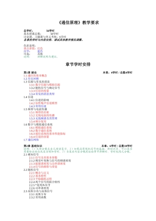 通信原理教学建议(56学时)