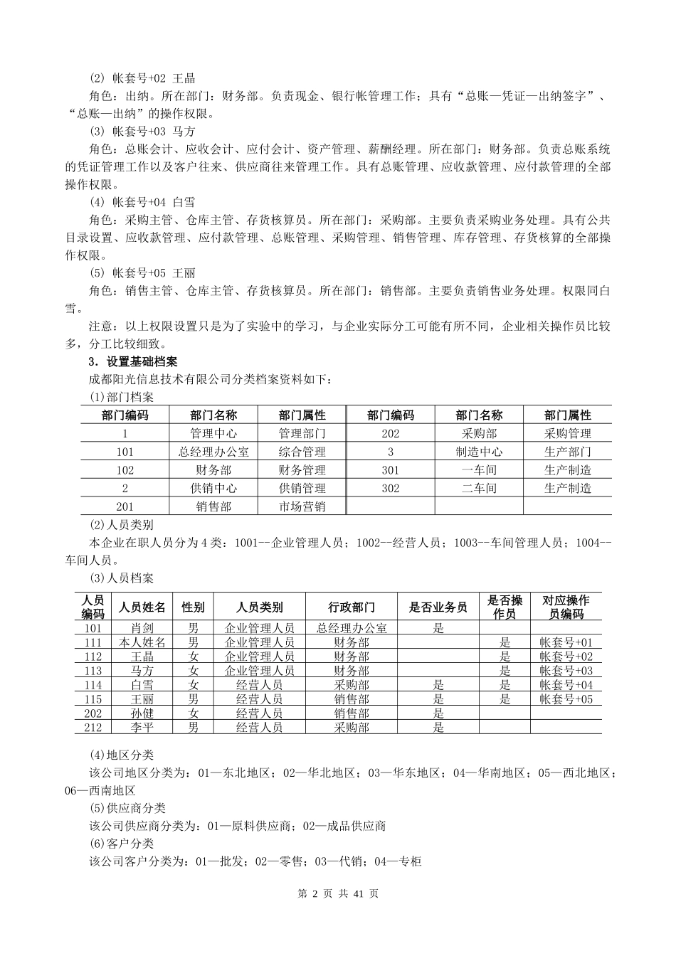 QWE用友ERP872课堂演讲实验全套资料_第2页