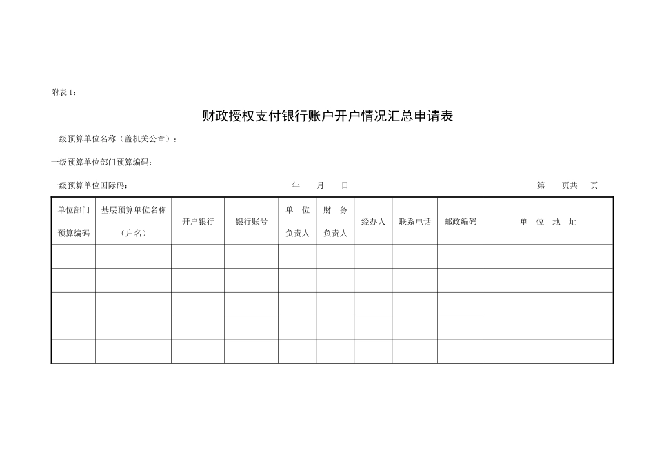 财政授权支付银行账户开户情况汇总申请表_第3页