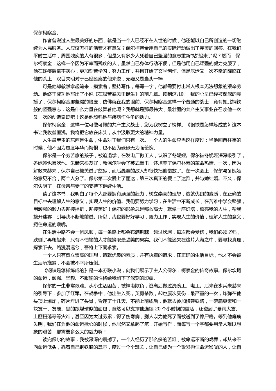 钢铁是怎样炼成的读书笔记精选30篇_第3页