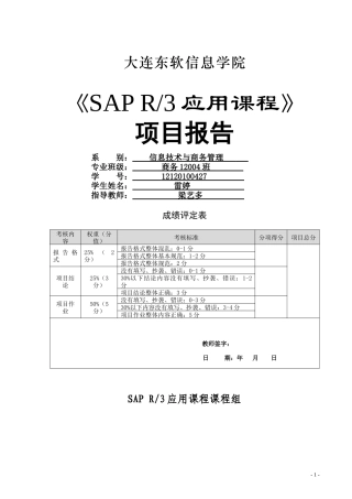 SAP应用东软-SD模块