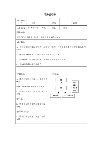 财务审计类的职务说明书