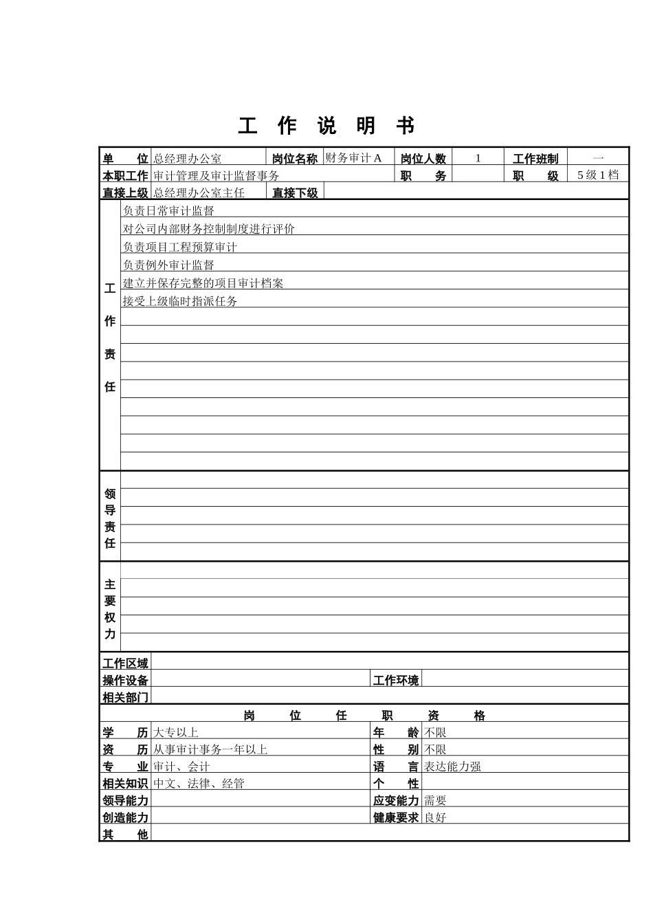 财务审计A工作说明书_第1页