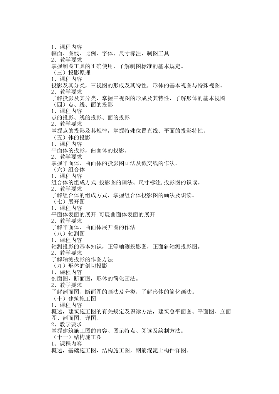 安装工程制图识图与CAD教学大纲_第2页